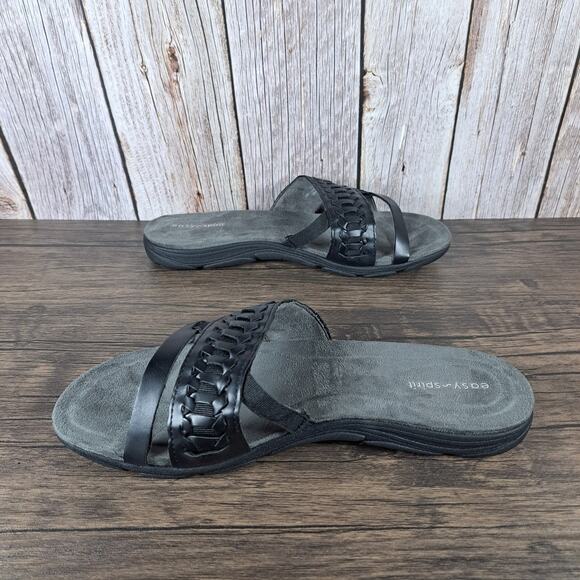 Easy Spirit Linley 3 Faux Leather Slide Sandals Gray Black Womens 9.5 Wide NWOB - Picture 5 of 8